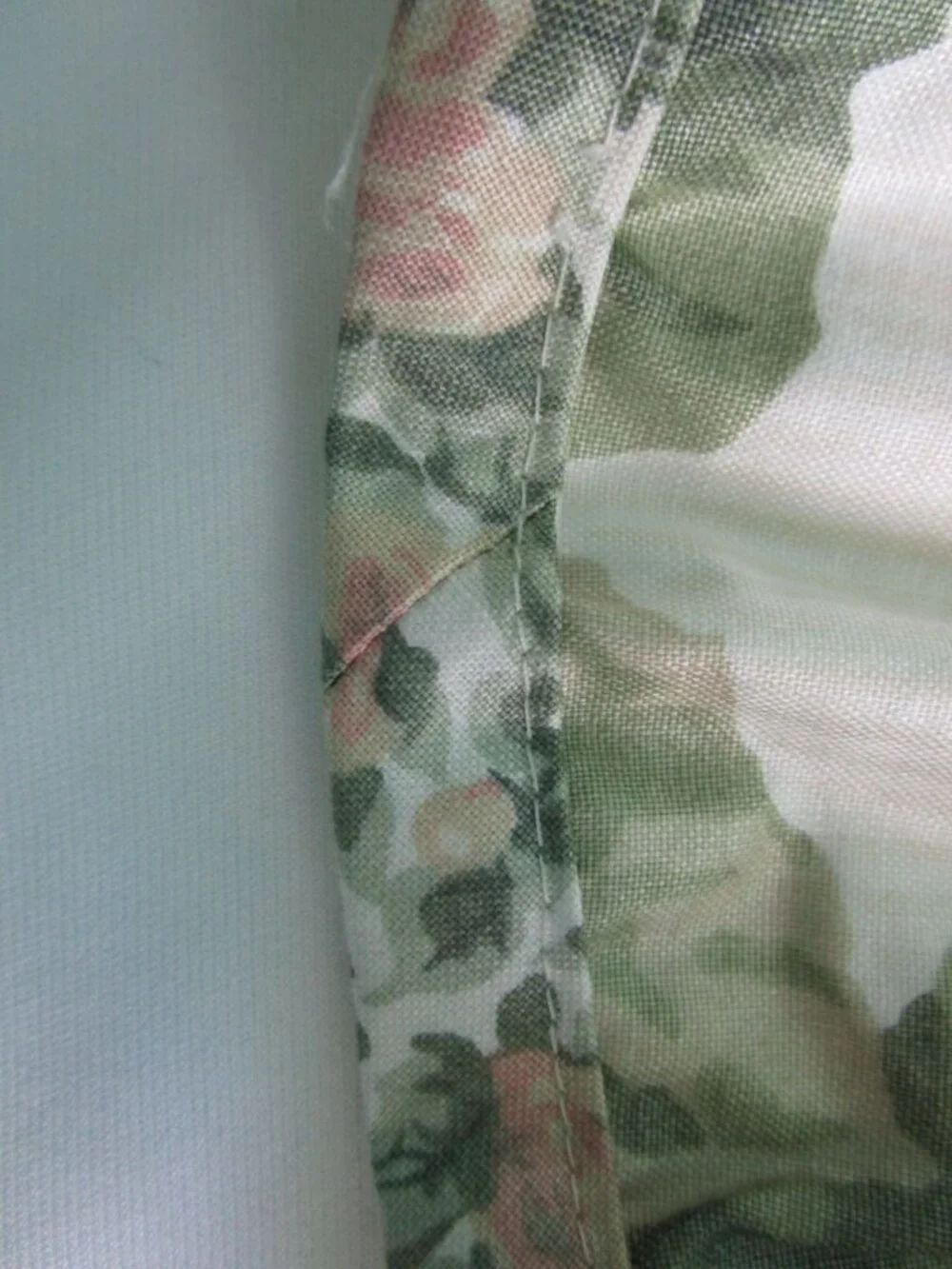 Chintz Floral Ruffled Pillow Sham Standard  Vintage Cottagecore Style Cotton Ble